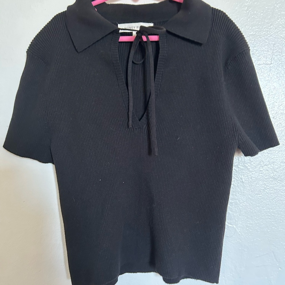 Honey Punch Black Ribbed Top